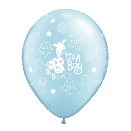 Hellblauer Latexballon mit Schriftzug „It’s a Boy“