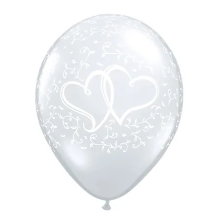 Silberner Latexballon mit Doppelherzmotiv