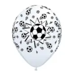 Latexballon mit Motiv Fußball-Print – Weiß & Schwarz