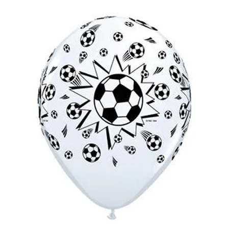 Weißer Latexballon mit Fußballmotiv