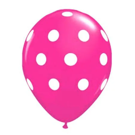 Pinker Latexballon mit weißen Punkten