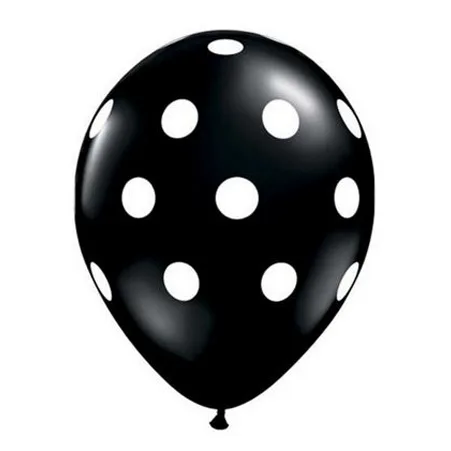 Schwarzer Latexballon mit weißen Punkten
