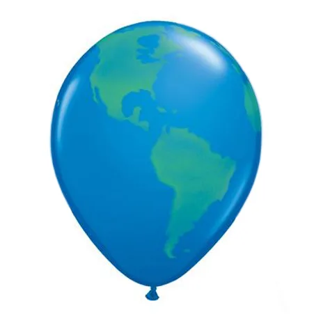 Blauer Latexballon mit Globusmotiv