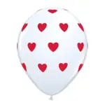 Latexballon mit Motiv Herzen – Weiß & Rot