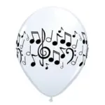 Latexballon mit Motiv Musiknoten – Weiß