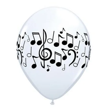 Weißer Latexballon mit Musiknoten-Motiv