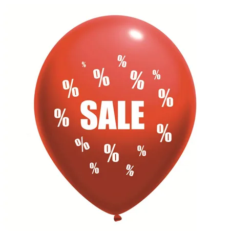 Roter Latexballon mit SALE-Motiv