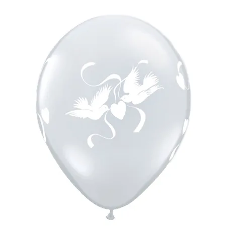 Latexballon mit silbernem Turteltauben-Motiv