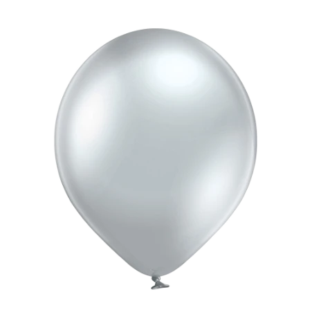 Silberner Latexballon in Tropfenform mit Spiegelglanz