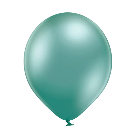 Grüner Latexballon in Tropfenform mit Spiegelglanz