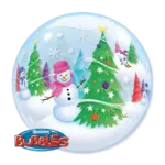 Bubbles Ballon – Weihnachten | Transparent, Schneemänner im Winterwald