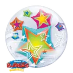 Double Bubbles Ballon – Bunte Sterne | Ballon im Ballon, transparent