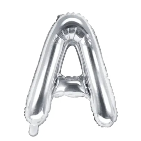 Silberner Folienballon in Form des Buchstabens A