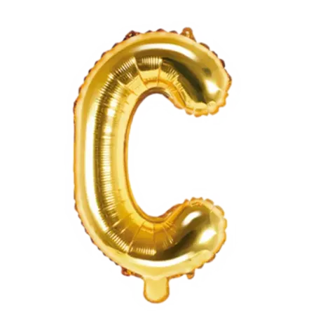 Goldener Folienballon in Form des Buchstabens C