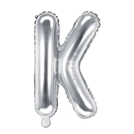 Silberner Folienballon in Form des Buchstabens K