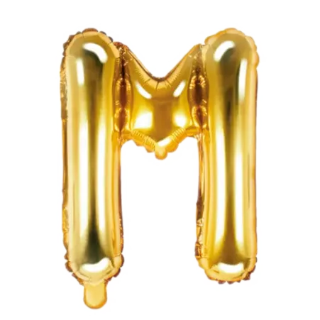 Goldener Folienballon in Form des Buchstabens M
