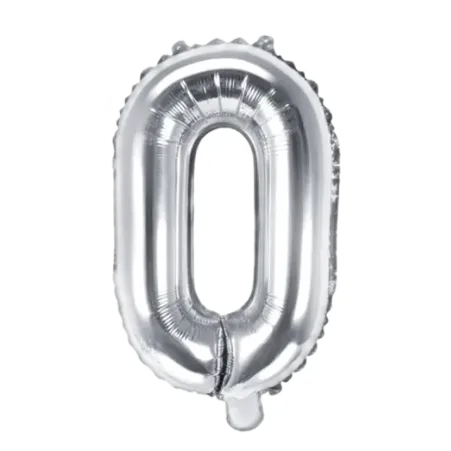 Silberner Folienballon in Form des Buchstabens O