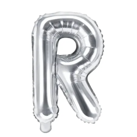 Silberner Folienballon in Form des Buchstabens R