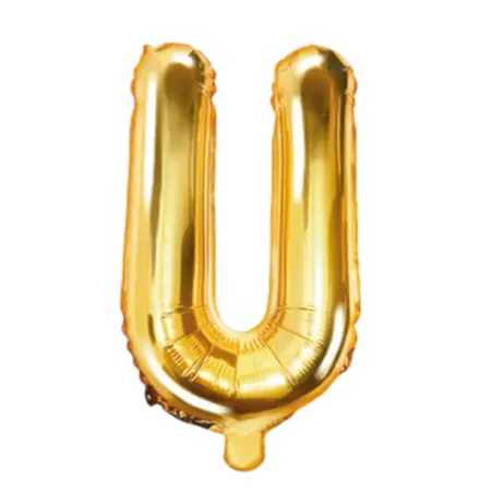 Goldener Folienballon in Form des Buchstabens U