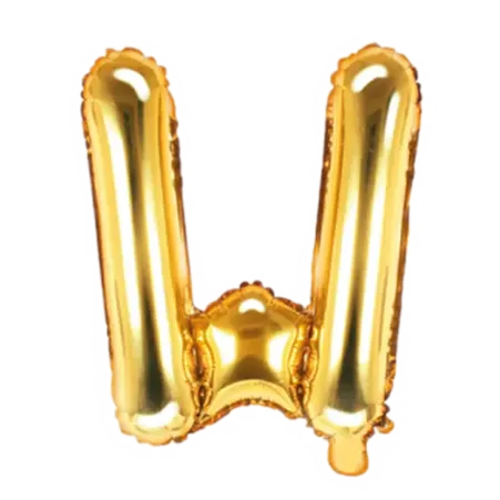 Goldener Folienballon in Form des Buchstabens W