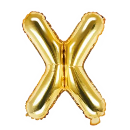 Goldener Folienballon in Form des Buchstabens X