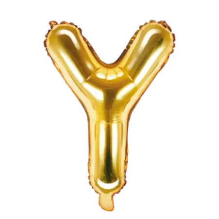 Goldener Folienballon in Form des Buchstabens Y