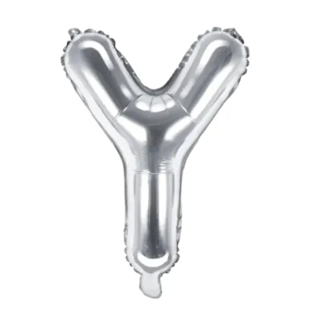 Silberner Folienballon in Form des Buchstabens Y