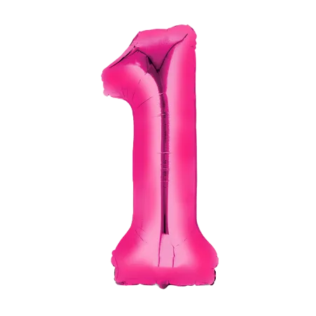 Pinker Folienballon in Form der Zahl 1