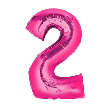 Pinker Folienballon in Form der Zahl 2