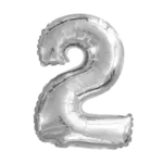 Folienballon Zahl – 2 | Silber