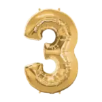 Folienballon Zahl – 3 | Gold