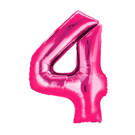 Pinker Folienballon in Form der Zahl 4