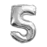 Folienballon Zahl – 5 | Silber