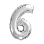 Folienballon Zahl – 6 | Silber