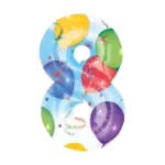 Folienballon Zahl – 8 | Bunt
