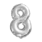 Folienballon Zahl – 8 | Silber