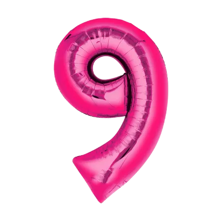 Pinker Folienballon in Form der Zahl 9