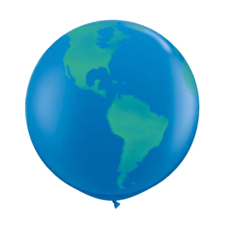 Großer Latexballon mit blau-grünem Globusmotiv