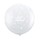 Latex-Riesenballon – Just Married | Silber Weiß