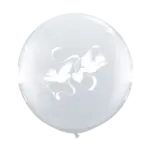 Latex-Riesenballon – Turteltäubchen | Silber Weiß