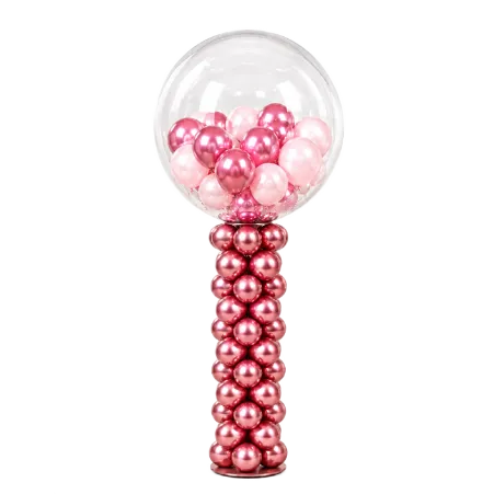 _Selbststehende Ballonfontäne in Roségold mit Bubble-Ballon und kleinen Innenballons