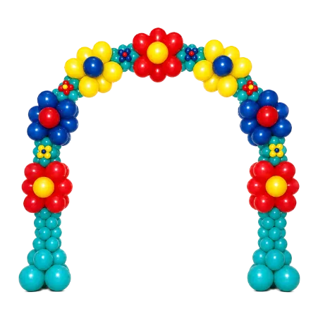 _Ballonbogen Selbststehendes Portal mit Bunten Blumenmotiven