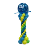 _Ballonsäule Organic Style Selbststehend – 18. Geburtstag | Blau-Gelb & Grün