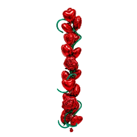 Ballonsäule Folienballons – Herzen & Rosenranken | Rot