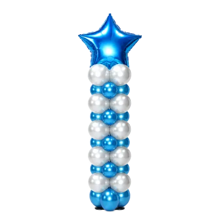 _Ballonsäule Selbststehend – Blau-Weiß | Sternballon als Topper