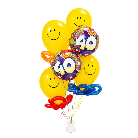 _Ballonstrauß Smiley – 40. Geburtstag | Folien- und Latexballons