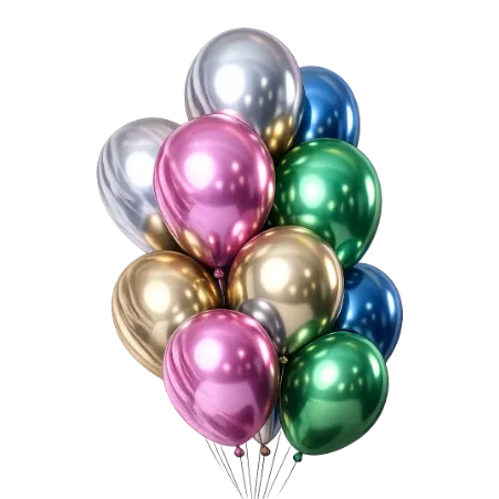 Ballonstrauß Spiegelglanz – Pink - Gold - Silber - Grün - Blau | Latexballons mit Mirror Effect