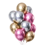Ballonstrauß Spiegelglanz – Pink – Gold – Silber | Latexballons mit Mirror Effect