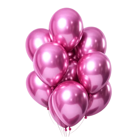 Ballonstrauß Spiegelglanz – Latexballons mit Mirror Effect | Pink-Fuchsia