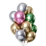 Ballonstrauß Spiegelglanz – Silber – Gold – Pink – Grün | Latexballons mit Mirror Effect